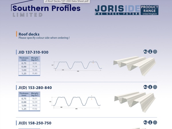 Roof-Decks-137-200-JORISIDE-STEEL-decking-data-sheet